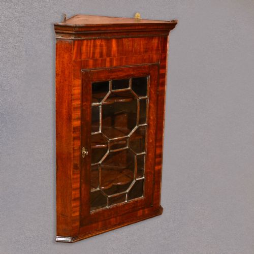 Antique Glazed Hanging Corner Cabinet, Georgian Display Cupboard, English C1800