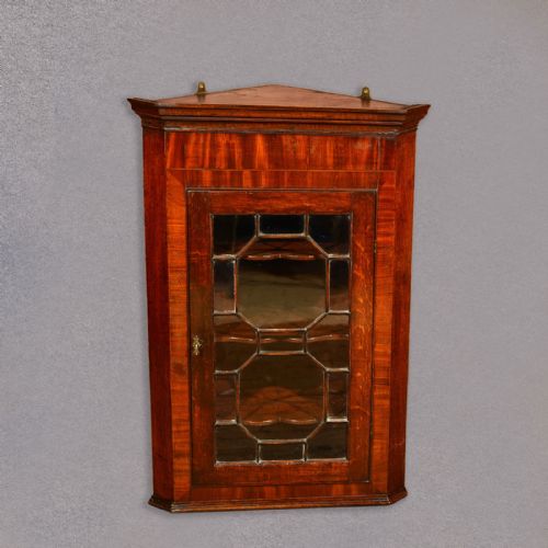 fig 2. Antique Glazed Hanging Corner Cabinet, Georgian Display Cupboard, English c1800
