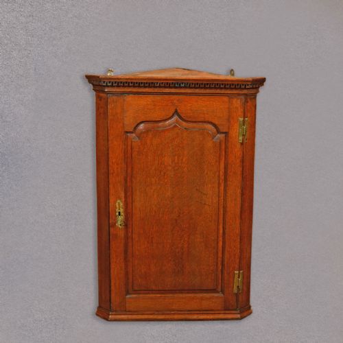 Antique Hanging Corner Cabinet, Georgian English Oak Wall Cupboard, C1780