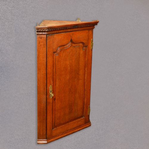 fig 2. Antique Hanging Corner Cabinet, Georgian English Oak Wall Cupboard, c1780
