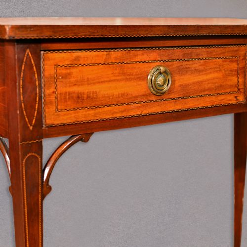 fig 2. Antique Leather Top Writing Table, English, Hall, Study, Walnut, Inlaid Desk