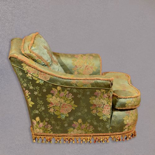 fig 1. Antique Pair of Armchairs Club Long Deep Seat Lounge Easy Chair English c.1910