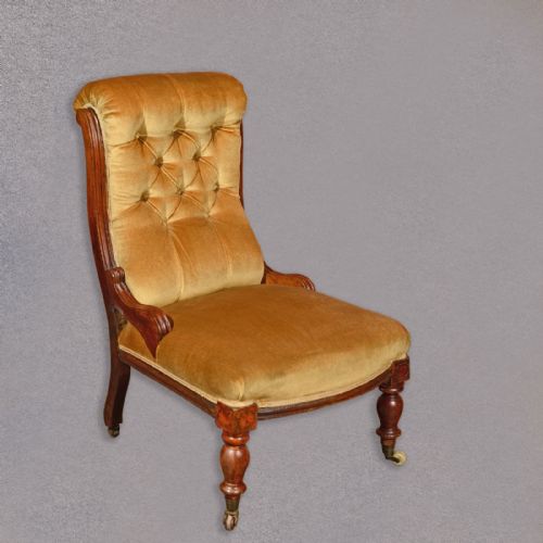 Antique Side Chair, Upholstered Seat, Victorian Walnut, English, C1880