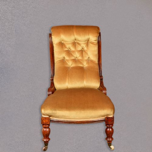 fig 1. Antique Side Chair, Upholstered Seat, Victorian Walnut, English, c1880