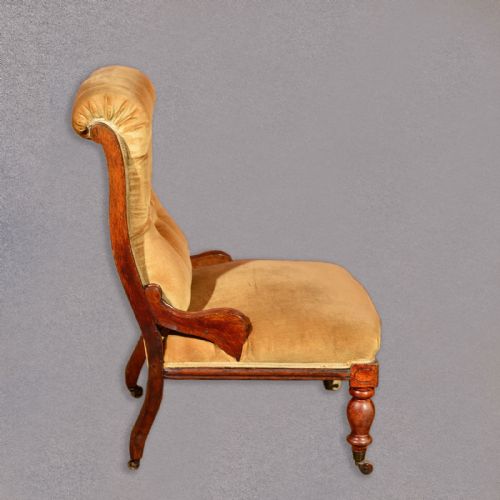 fig 2. Antique Side Chair, Upholstered Seat, Victorian Walnut, English, c1880