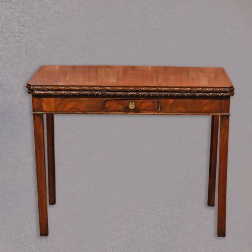 fig 1. Antique Side Table, Georgian Mahogany Fold Over Card Table, Hall, English c1800