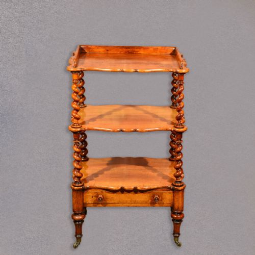 fig 1. Antique Whatnot, Victorian 3 Tier Tea Trolley, Walnut Shelves, c.1880 What Not