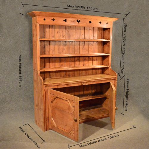 fig 1. Antique Victorian Pine Dresser Cabinet Welsh Country Kitchen Display Rack c1900