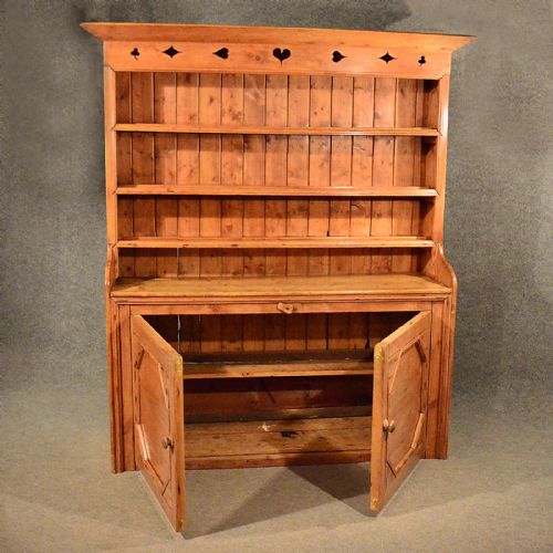 fig 2. Antique Victorian Pine Dresser Cabinet Welsh Country Kitchen Display Rack c1900