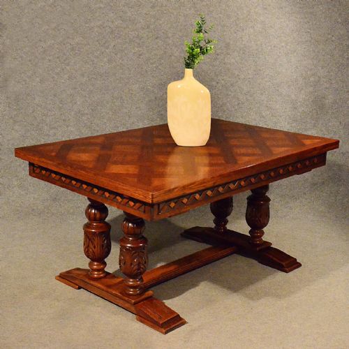 Antique Extending Kitchen Dining Table Quality Oak Draw Leaf 4 - 10 Seater C1930