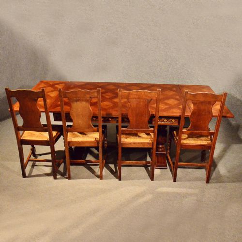 fig 3. Antique Extending Kitchen Dining Table Quality Oak Draw Leaf 4 - 10 Seater c1930