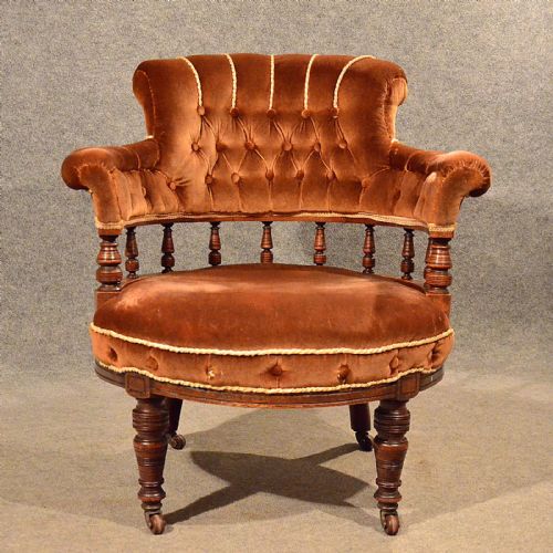 fig 2. Antique Wide Seat Armchair Mahogany Salon Easy Chair Comfortable Victorian c1900