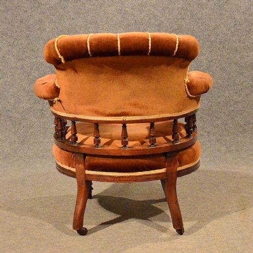 fig 3. Antique Wide Seat Armchair Mahogany Salon Easy Chair Comfortable Victorian c1900