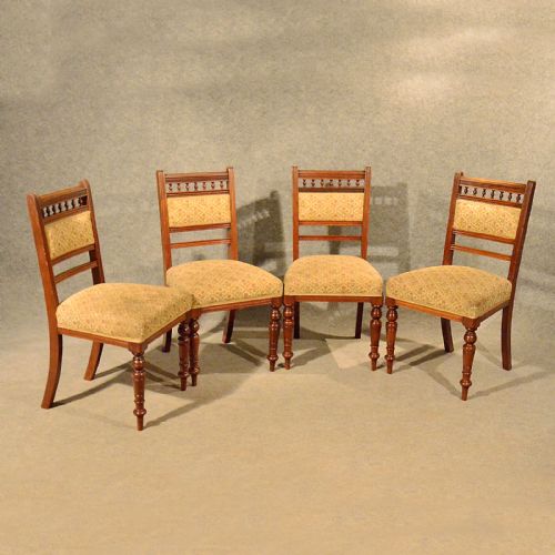 fig 4. Antique Dining or Kitchen Chairs x 4 Comfy Sprung Seats Edwardian Mahogany c1910