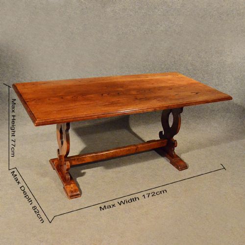 fig 1. Antique Elm Kitchen Dining Refectory Table Quality 8 Seater Edwardian c1910