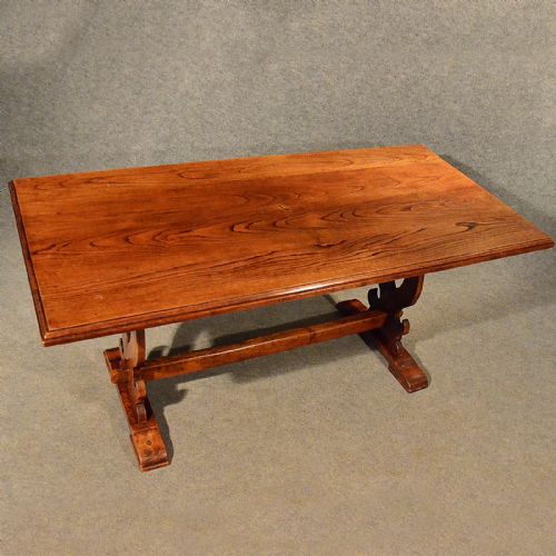 fig 3. Antique Elm Kitchen Dining Refectory Table Quality 8 Seater Edwardian c1910
