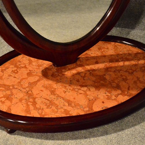 fig 3. Antique Regency Mahogany Marble Oval Mirror Dressing Swing Vanity English c1840
