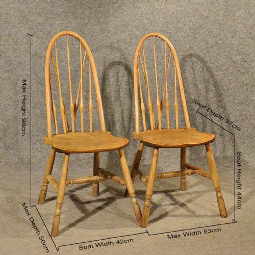 fig 1. Antique Pair of Elm Windsor Kitchen Dining Chairs Quality Arts & Crafts c1900