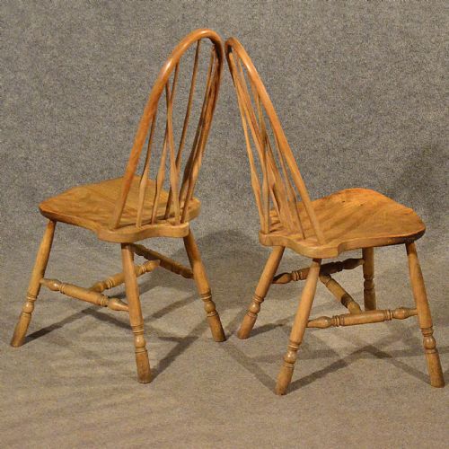 fig 2. Antique Pair of Elm Windsor Kitchen Dining Chairs Quality Arts & Crafts c1900