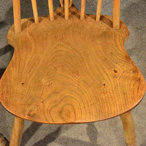 fig 4. Antique Pair of Elm Windsor Kitchen Dining Chairs Quality Arts & Crafts c1900