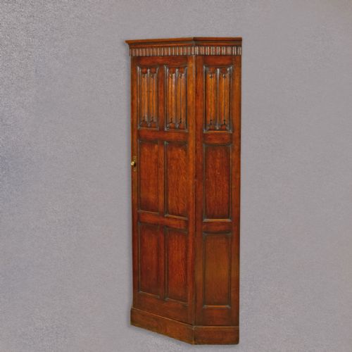 fig 2. Antique Corner Wardrobe, Waring & Gillow Cupboard, English Oak Cabinet c.1910