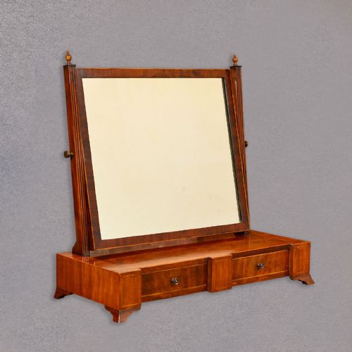 Antique Dressing Table Mirror, Georgian Breakfront Toilet Vanity, English C.1800
