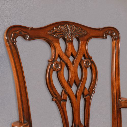 fig 2. Antique Elbow Chair, Victorian Armchair Carver Chippendale Revival English c1890