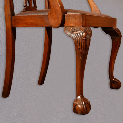 fig 3. Antique Elbow Chair, Victorian Armchair Carver Chippendale Revival English c1890
