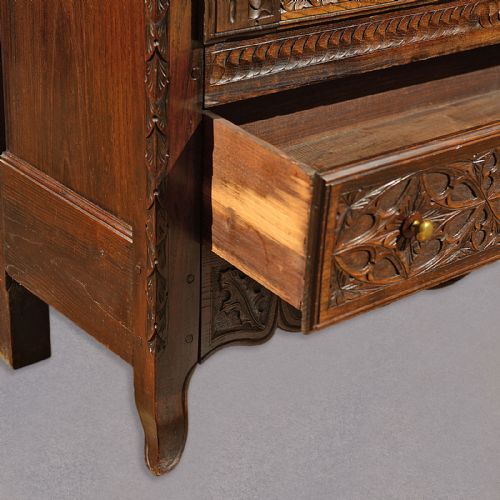 fig 3. Antique French Armoire, Carved Oak Wardrobe, Large Shelved Cupboard, c.1800