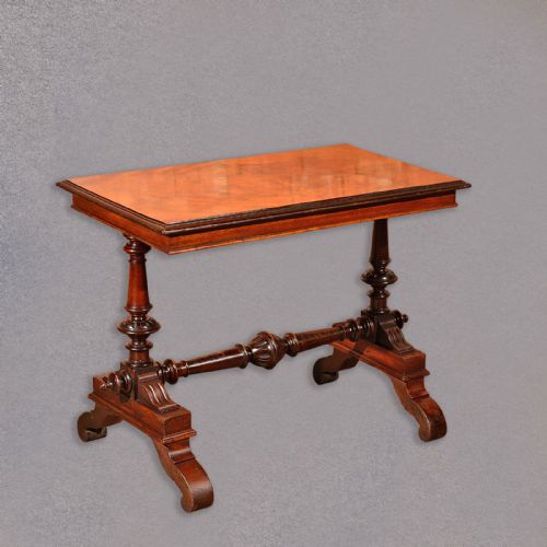 Antique Library Table, Victorian Mahogany Hall, Side, Lamp, English C.1860