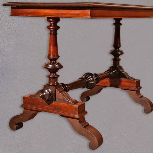 fig 2. Antique Library Table, Victorian Mahogany Hall, Side, Lamp, English c.1860