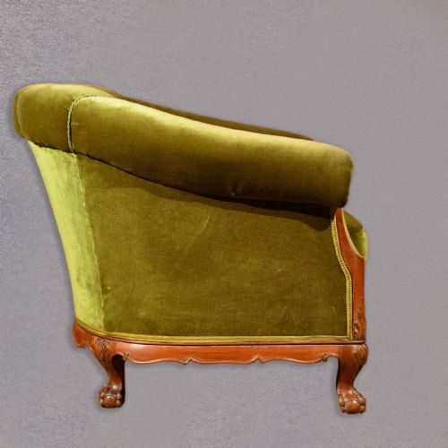 fig 2. Antique Pair of French Art Deco Armchairs, Velvet Upholstered Arm Chairs, c.1930