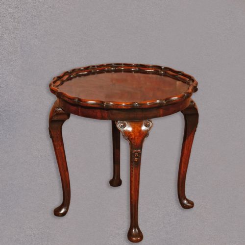 Antique Pie Crust Tea Table, Victorian Flame Mahogany Occasional, English C.1900