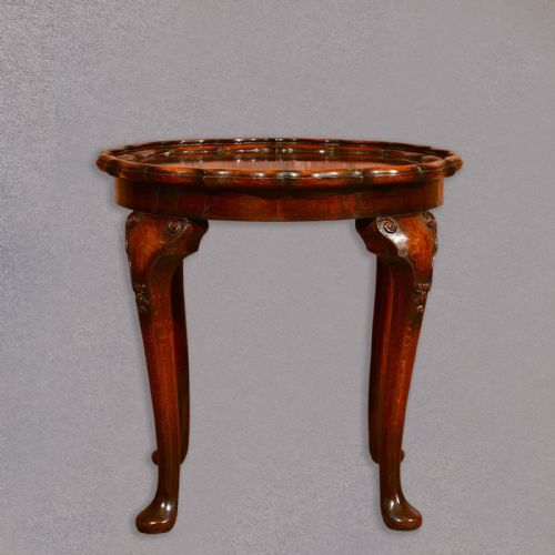 fig 1. Antique Pie Crust Tea Table, Victorian Flame Mahogany Occasional, English c.1900