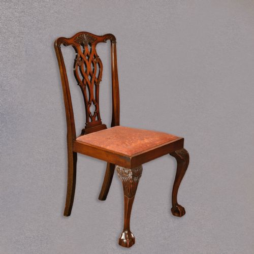fig 1. Antique Set of 6 Dining Chairs, Victorian Chippendale Revival English c1890