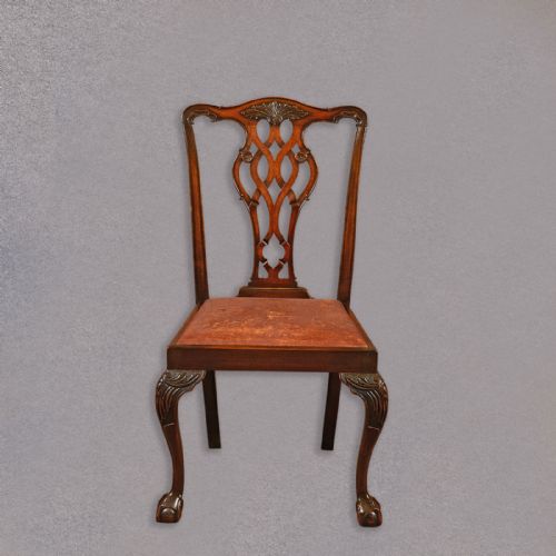 fig 2. Antique Set of 6 Dining Chairs, Victorian Chippendale Revival English c1890