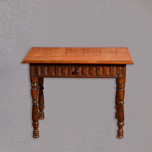 fig 1. Antique Side Table, Library Writing Desk, Hall Console, English Oak, Lamp c.1850