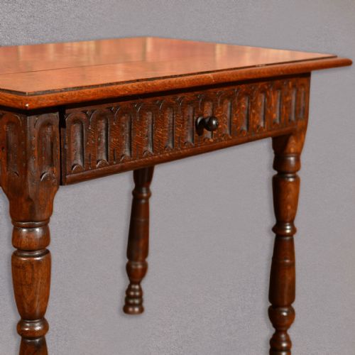 fig 3. Antique Side Table, Library Writing Desk, Hall Console, English Oak, Lamp c.1850