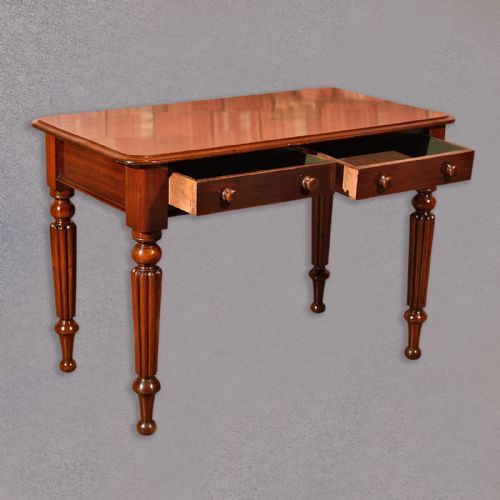 fig 2. Antique Writing Table, Victorian Mahogany Desk, Side, Hall, English c.1870