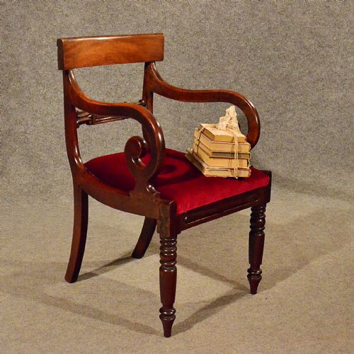 Antique Regency Scroll Arm Chair Office Desk Study Dining Armchair English C1830