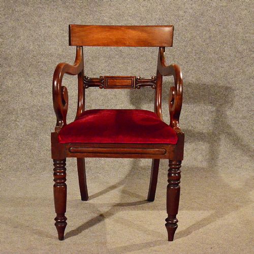fig 2. Antique Regency Scroll Arm Chair Office Desk Study Dining Armchair English c1830