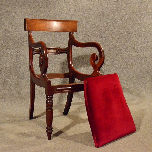 fig 3. Antique Regency Scroll Arm Chair Office Desk Study Dining Armchair English c1830