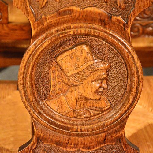 fig 3. Antique Oak Dining or Kitchen Chairs Set of 5 Quality Comfy Rush Seats c1910