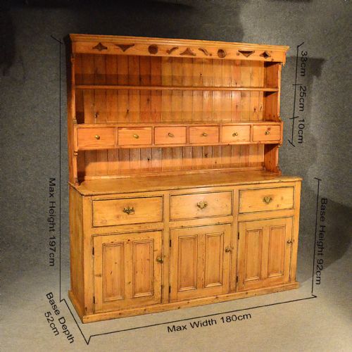 fig 1. Antique Victorian Pine Dresser Cabinet Welsh Country Kitchen Display Rack c1880