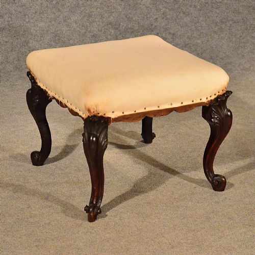 Antique Dressing Music Piano Stool Seat Cabriole Leg English Victorian C1880
