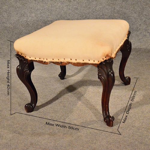 fig 1. Antique Dressing Music Piano Stool Seat Cabriole Leg English Victorian c1880