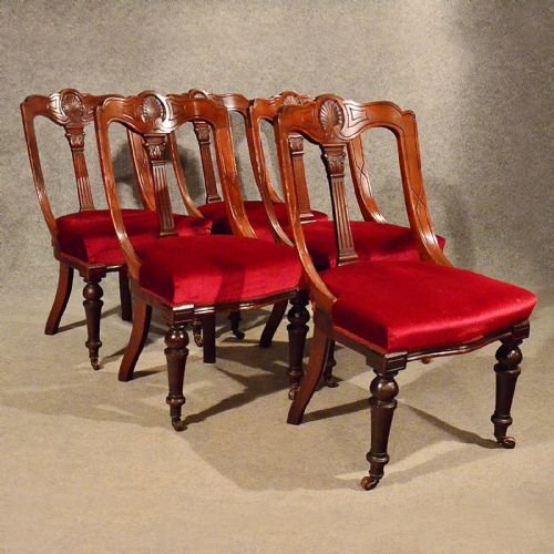 Antique Dining Chairs Set of 5 Quality Mahogany Victorian Aesthetic Period C1880