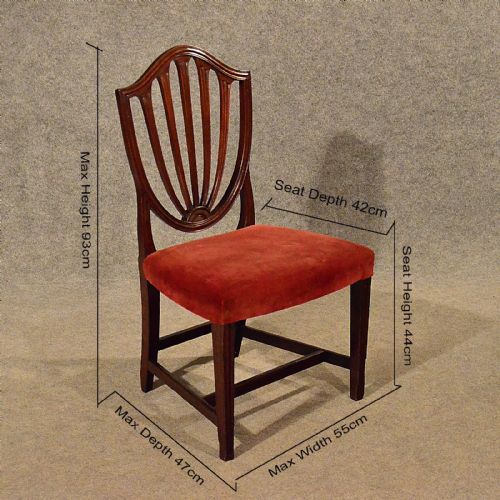 fig 1. Antique Pair Wide Side Dining Shield Chairs English Georgian Hepplewhite c1800