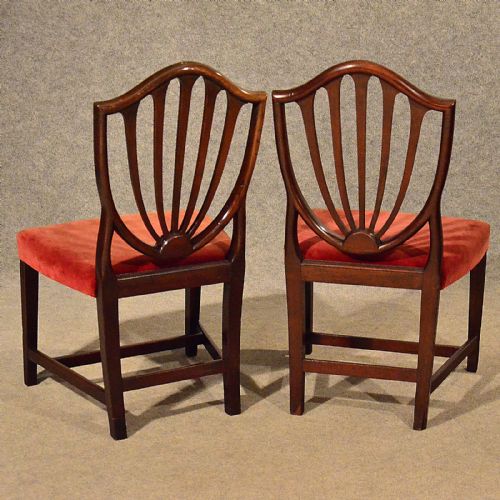 fig 2. Antique Pair Wide Side Dining Shield Chairs English Georgian Hepplewhite c1800