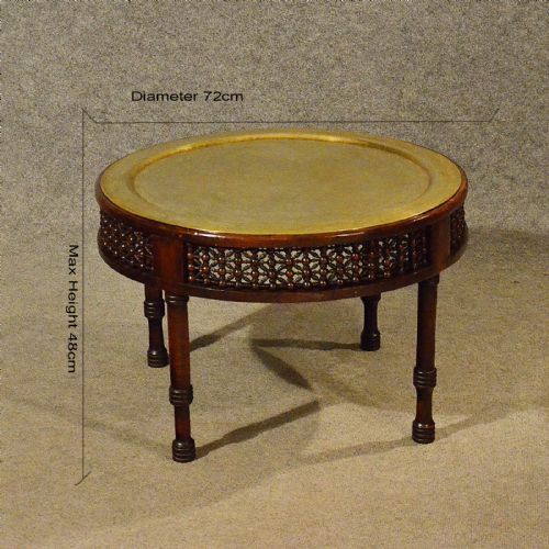 fig 1. Antique Coffee Tea Table Berber Benares Tray Brass Top Lamp Side Edwardian c1910